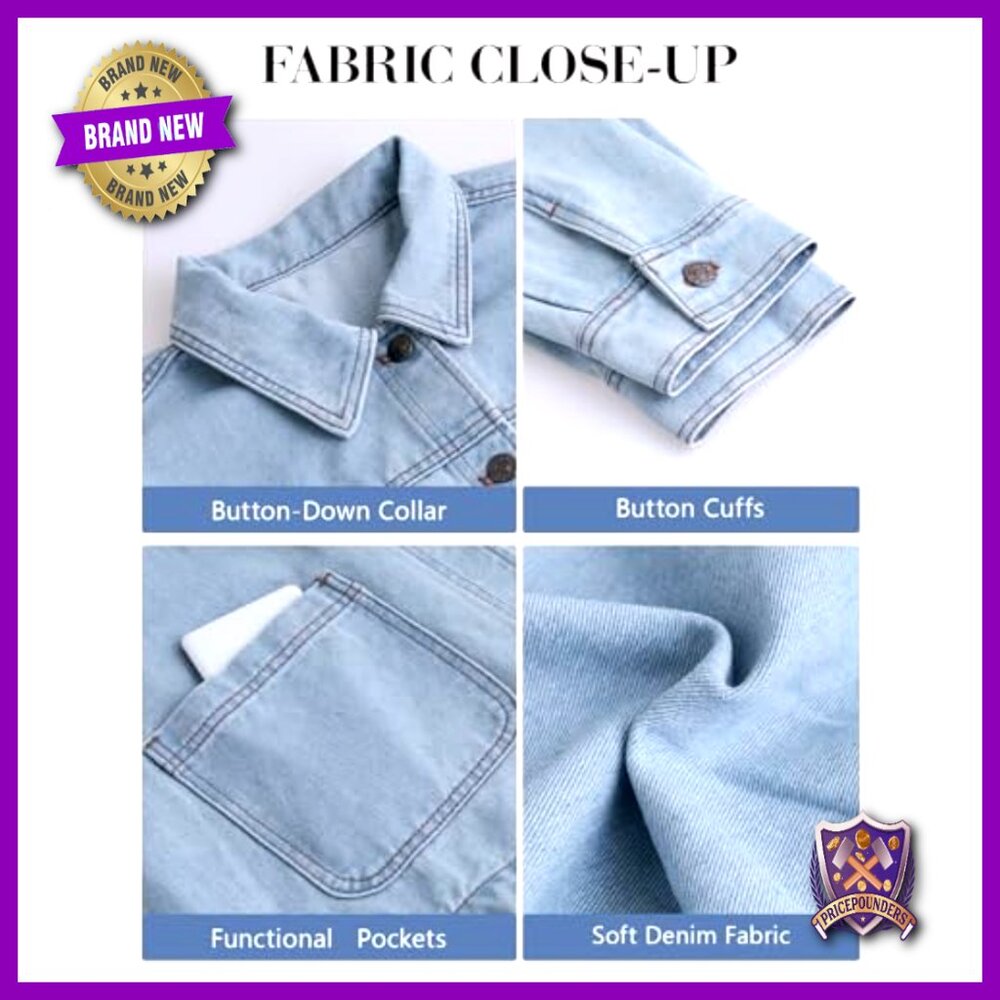 Oversized Denim Jacket Shacket Button Down Long S… - image 6